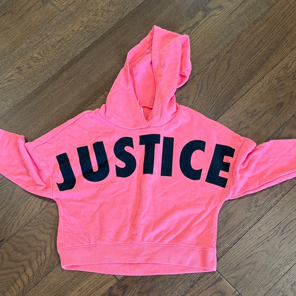 Justice Vibrant Pink Hoodie with Bold Lettering - Picture 1 of 1